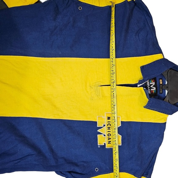 Vtg. Mirage Michigan XL Long Striped Polo Sleeve Blue & Yellow Clean - Picture 7 of 11
